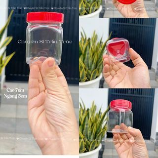 Hũ nhựa vuông nắp đỏ 150ml