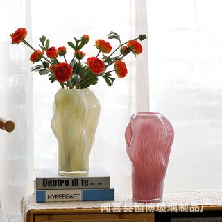 Bình Hoa , Lọ Hoa Thủy Tinh Màu Cẩm Thạch 30cm ( THÙNG 6c )