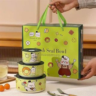 set 3 bát sứ màu bơ