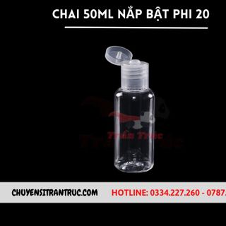 Chai nhựa PET 50ml nắp bật phi 20