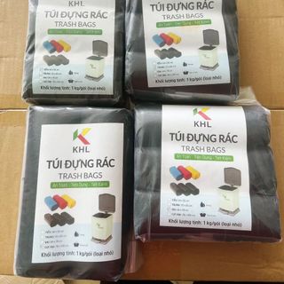 Combo 1kg túi nilon đựng rác màu đen 4 size: tiểu, trung, đại , cực đại