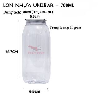Lon nhựa nắp nhôm Unibar - 700ml ( cao)