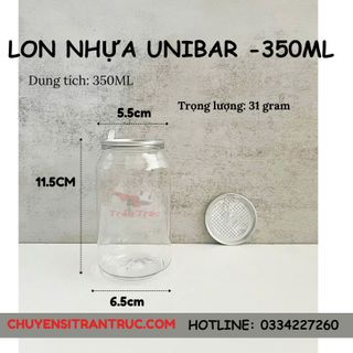 Lon nhựa nắp nhôm Unibar - 350ml