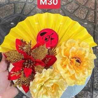 Set hoa quạt  trang trí tết, phụ kiện trang trí giỏ quà tết tiện lợi. Thùng 100set ( HÀNG GIÁ TẬN XƯỞNG )