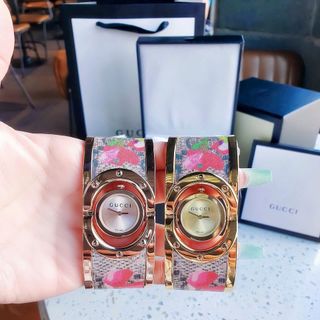 ĐỒNG HỒ NỮ CAO CẤP GUCHI VÒNG BẢNG MẶT XOAY DÂY THÉP BỌC DA