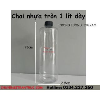 Chai nhựa tròn 1 lít dày - 57gram