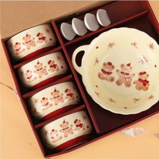 BỘ 9 CHI TIẾT Bát, Tô, Thìa họa tiết Gấu (THÙNG 10B)