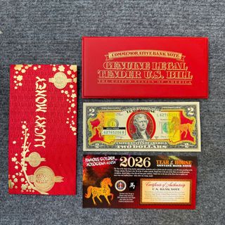 Sỉ 2 Đô Hình Con Ngựa Mạ Vàng In màu 3D Full Phụ Kiện Lì Xì Tết 2026