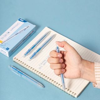 HỘP 12 BÚT DẦU DELI 0,7MM MÀU XANH EQ80-BL