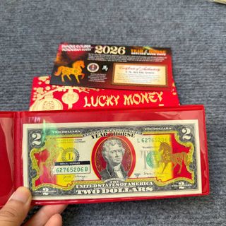 Sỉ 2 Đô Hình Con Ngựa Mạ Vàng In màu 3D Full Phụ Kiện Lì Xì Tết 2026