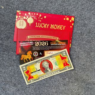 Sỉ 2 Đô Hình Con Ngựa Mạ Vàng In màu 3D Full Phụ Kiện Lì Xì Tết 2026