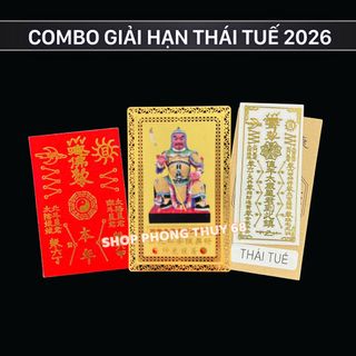 Combo Thái Tuế 2026 Gồm : Túi Thái Tuế - Kim Bài Thái Tuế - Linh Phù Thái Tuế - Thẻ Thái Tuế Đỏ - Móc khóa Thái Tuế