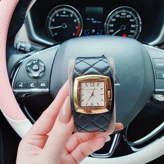 ĐỒNG HỒ NỮ CAO CẤP BUBBERI PHIÊN BẢN HEMET COLLIER DÂY DA MẶT VUÔNG NIỀNG THÉP VÀNG