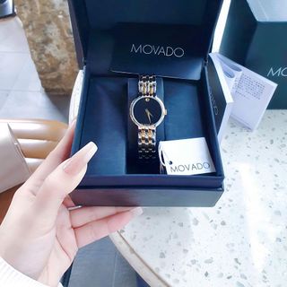 ĐỒNG HỒ NAM NỮ CAO CẤP MODADO VETURI DÂY THÉP MẶT ĐEN TRƠN LẺ SIZE