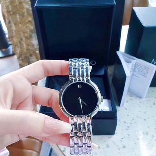 ĐỒNG HỒ NAM NỮ CAO CẤP MODADO VETURI DÂY THÉP MẶT ĐEN TRƠN LẺ SIZE