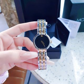 ĐỒNG HỒ NAM NỮ CAO CẤP MODADO VETURI DÂY THÉP MẶT ĐEN TRƠN LẺ SIZE