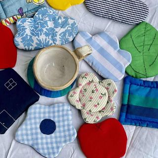 Tấm lót ly vải handmade - hình tròn