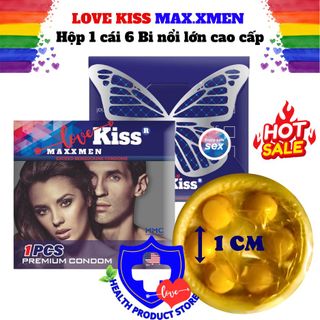 Bao cao su 6 bi nổi lớn 1cm Love Kiss Maxxmen 6in1 Hộp 1 cái, chính hãng, bi chắc chắn nhiều gel
