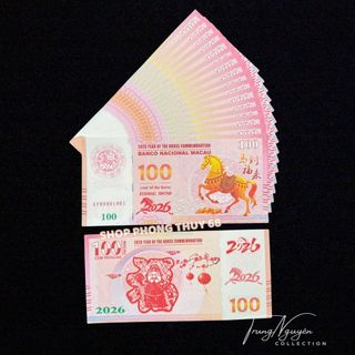 Sỉ Tiền Ngựa Macao Mệnh Giá 100 Patacas - Tiền Con Ngựa 2026 Lì Xì Tết