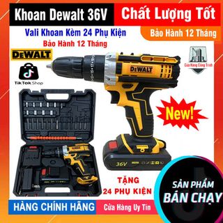 Máy khoan mini Dewalt 36v,  có búa, 3 chức năng - Máy bắn vít tặng bộ 24 phụ kiện.