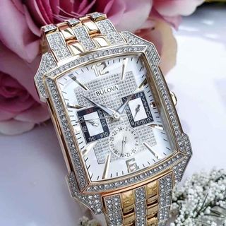 ĐỒNG HỒ NAM SIÊU CẤP BULODA CRYSTAL MẶT CHỮ NHẬT ĐÍNH ĐÁ FULLBOX