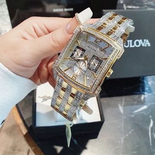 ĐỒNG HỒ NAM SIÊU CẤP BULODA CRYSTAL MẶT CHỮ NHẬT ĐÍNH ĐÁ FULLBOX