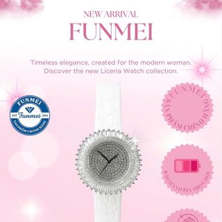 SET ĐỒNG HỒ NỮ CHÍNH HÃNG FUNMEI F2077 MẶT PHA LÊ TRẮNG FULLBOX TEM KÈM DÂY CHUYỀN