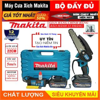 Máy cưa xích Makita 21V, máy cưa xích cầm tay makita Lam xích dài 18cm