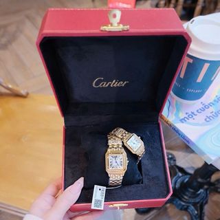 ĐỒNG HỒ NỮ CAO CẤP CATIƠR PANTHERE VUÔNG HAI SIZE MINI DÂY THÉP VÀNG MẶT TRẮNG