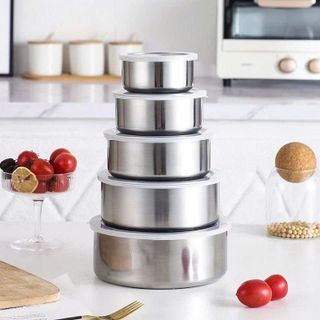 BỘ 5 THỐ INOX CÓ NẮP ĐẬY CAO CẤP