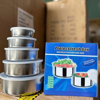 BỘ 5 THỐ INOX CÓ NẮP ĐẬY CAO CẤP