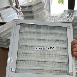 MIỆNG GIÓ LOUVER NAN Z KÈM LƯỚI CHẮN CÔN TRÙNG  KTM: 200 × 200 mm - KTC: 150 × 150 mm
