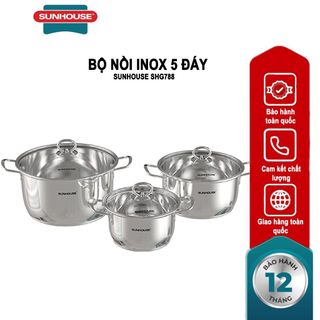 BỘ NỒI INOX 5 ĐÁY SUNHOUSE SHG788