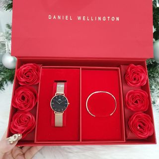 SET DANIEL HỘP ĐỎ HOA HỒNG LƯỚI PETITE VÀ CUFF