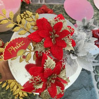 set bông phụ kiện trang trí tết , trang trí giỏ quà combo hoa ( Hàng Gía Tận Xưởng )