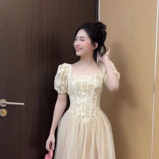 🔥 VÁY REN PHỐI LƯỚI CAO CẤP – MẶC LÊN XINH – SANG – CHUẨN TIỂU THƯ 🔥