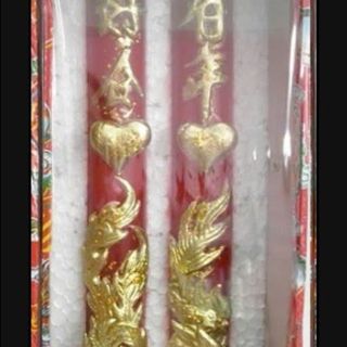 CẶP NẾN CƯỚI Long Phụng bằng sáp nhũ vàng