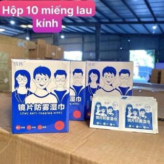 Hộp 10 miếng khăn lau kính