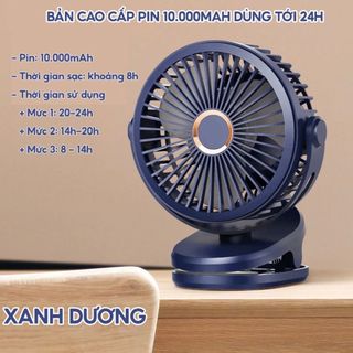 Quạt tích điện mini để bàn - Quạt kẹp bàn xoay 360