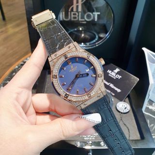 SIÊU SALE ĐỒNG HỒ NAM CAO CẤP HULOT VIỀN ĐÁ DÂY DA VÀ CAO SU