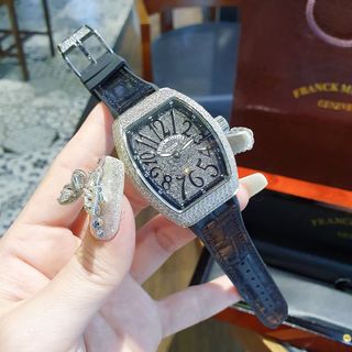 ĐỒNG HỒ NỮ CAO CẤP PRANCK VANGUARD V32 MẶT SỐ FULL XOÀN DÂY DA ĐEN