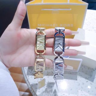 ĐỒNG HỒ NỮ CAO CẤP MICHAEL DÂY THÉP LOGO MẶT CHỮ NHẬT CHỮ NỔI FULLBOX