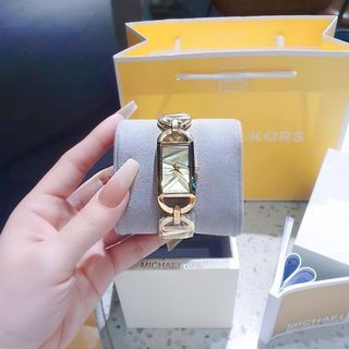 ĐỒNG HỒ NỮ CAO CẤP MICHAEL DÂY THÉP LOGO MẶT CHỮ NHẬT CHỮ NỔI FULLBOX