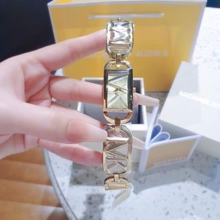 ĐỒNG HỒ NỮ CAO CẤP MICHAEL DÂY THÉP LOGO MẶT CHỮ NHẬT CHỮ NỔI FULLBOX