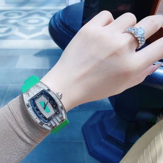 XẢ KHO ĐỒNG HỒ NỮ SIÊU CẤP RITRARD MILLER DÂY CAO SU MẶT CHỮ NHẬT VIỀN PHA LÊ
