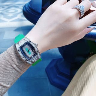 XẢ KHO ĐỒNG HỒ NỮ SIÊU CẤP RITRARD MILLER DÂY CAO SU MẶT CHỮ NHẬT VIỀN PHA LÊ