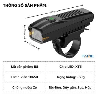 ĐÈN PIN GẮN XE ĐẠP FAME B8