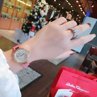 ĐỒNG HỒ NỮ CAO CẤP SALVATHORE DÂY DA NHIỀU MÀU MẶT HOA VIỀN ĐÁ FULLBOX