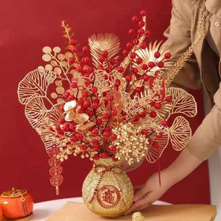 CÀNH ĐỒNG TIỀN 3 NHÁNH MẠ VÀNG (65cm) TRANG TRÍ TẾT