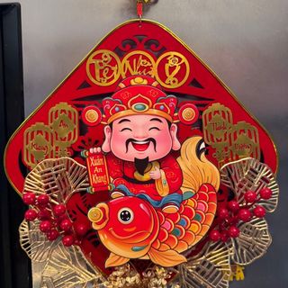 Thần Tài Cưỡi Cá Chép – Gật Vuông